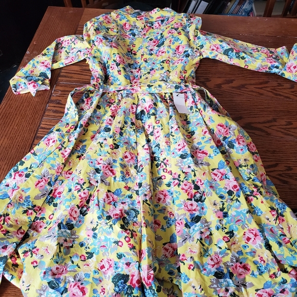 NWT Lindy Bop Vivi yellow floral swing dress sz sm - Picture 4 of 4